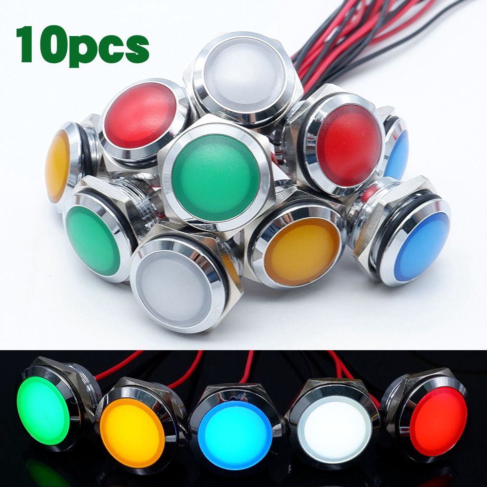 10pcs 12/16/19/22mm Metal LED  - Signal Panel Orange ulasan dan harga