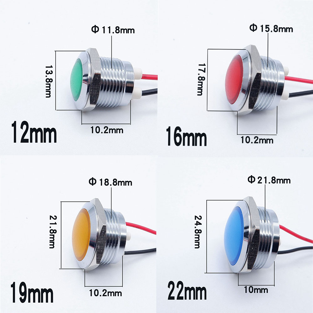 10pcs 12/16/19/22mm Metal LED  - Signal Panel Orange ulasan dan harga