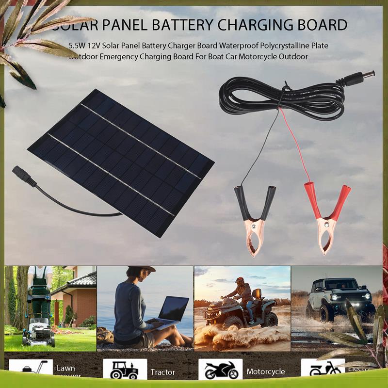 AB98-5.5W 12V Solar Panel Batt - Solar Emergency Charger ulasan dan harga