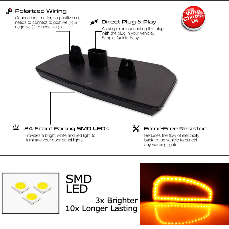 2pcs Switchback LED Side Mirro - Signal Panel Orange ulasan dan harga